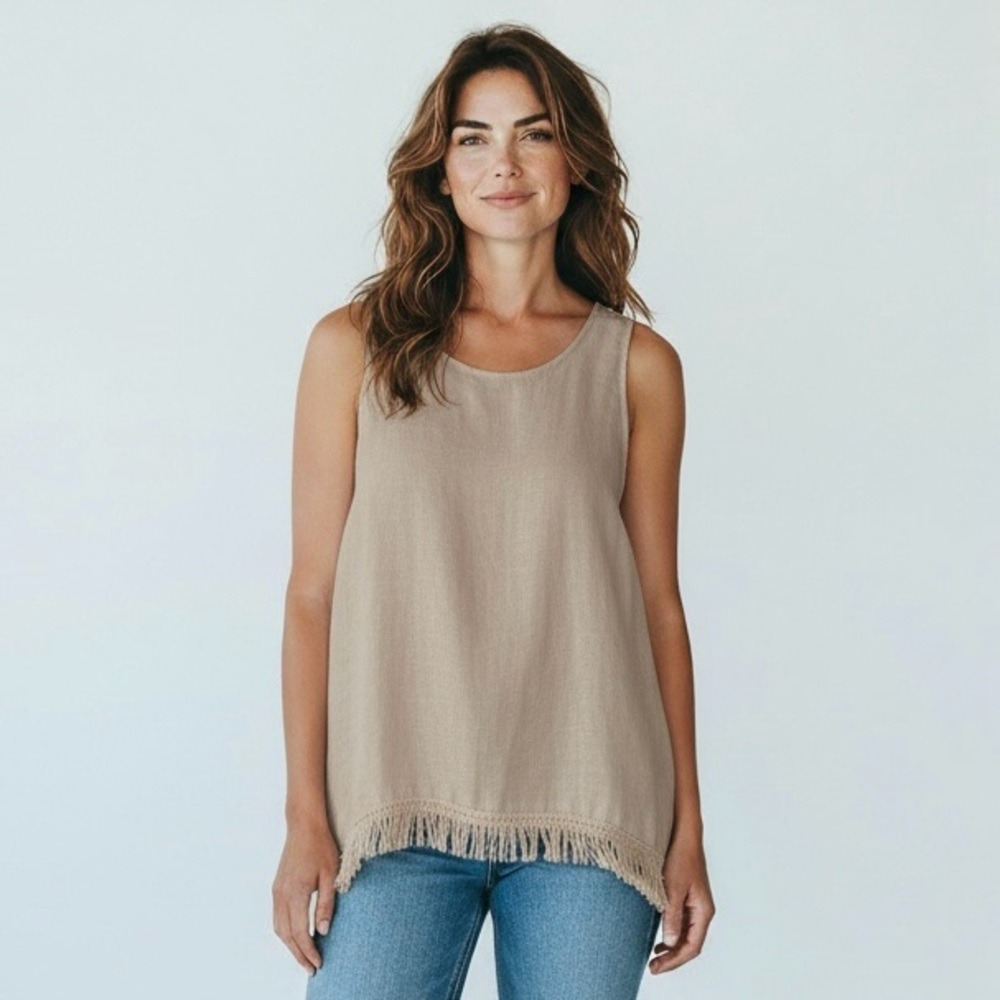 Valentina Naldi Classic Beige 100% Linen Woman's S Tank Top